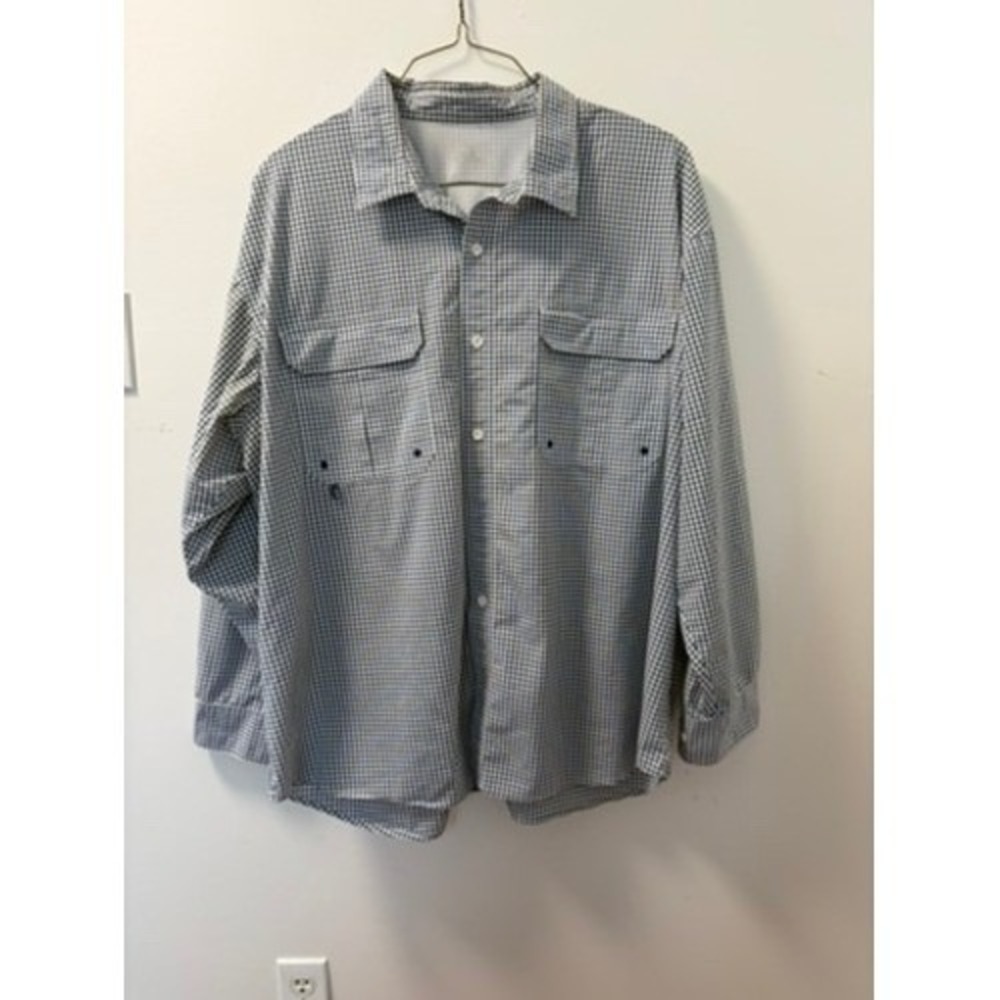 Tommy Bahama Mens Blue Gingham Plaid Long Sleeve Ventilated Fishing Shirt XL